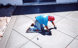 pouring concrete in a diamond pattern
