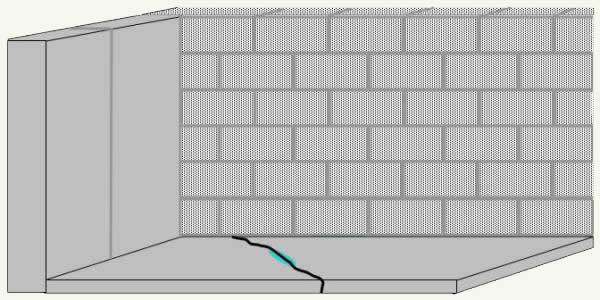 Water seepage from crack in concrete floor