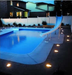 low voltage paver lights around pool deck