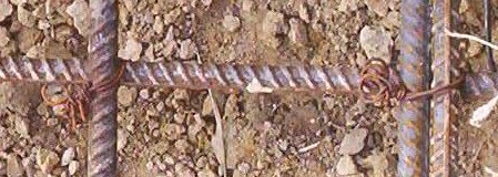Rebar tied together at joints